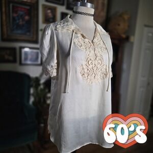 Vintage 60s Christian Dior Cream Lingerie Vintage Style Lace Blouse Trim